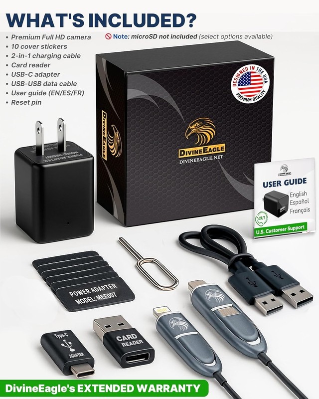 DIVINEEAGLE Charger with Full HD Dome Camera - Premium 1080p motion detection gallery