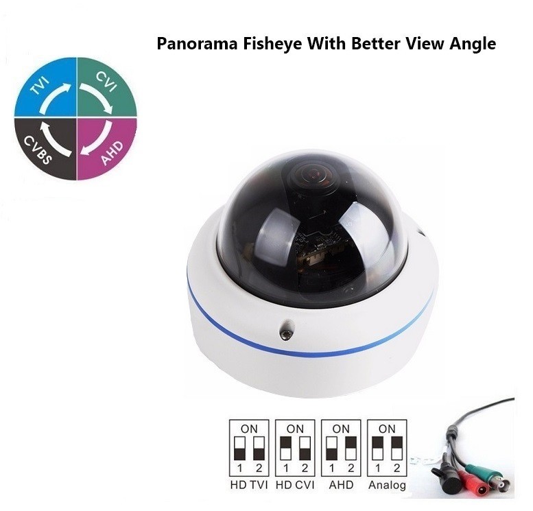 4K 5MP Panoramic Fisheye Dome Camera TVI CVI AHD Analog CCTV Wide View