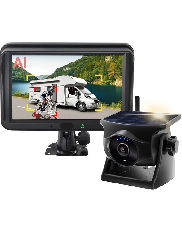 AI Magnetic Solar Wireless Backup Camera: Pedestrian & Vehicle Detection, 1-M…