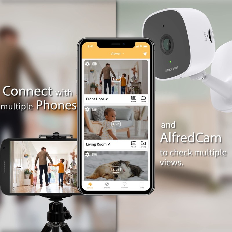 AlfredCam Indoor WiFi Security Camera, FullHD 1080P, 2.4G/WiFi, Continuous Re... gallery