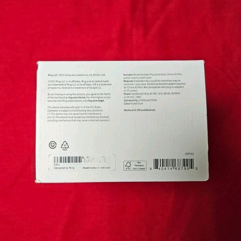 Ring Wired Doorbell Plus, SILVER, Retinal 2K New+Sealed gallery