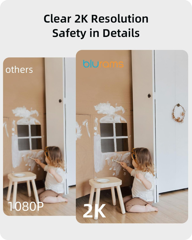 Security Camera 2K, Baby Monitor Dog Camera 360-Degree for Home Security W/Smar gallery