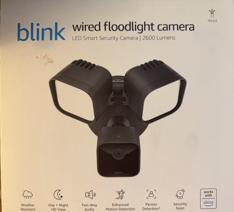 Blink Wired Floodlight Camera 1080p Outdoor Motion Siren Alexa Wi-Fi Black gallery