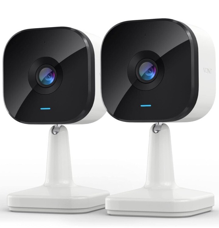 2 VONT SMART SECURITY CAMERA, COMPACT WIRED OUTDOOR INDOOR, 1080P HD VIDEO