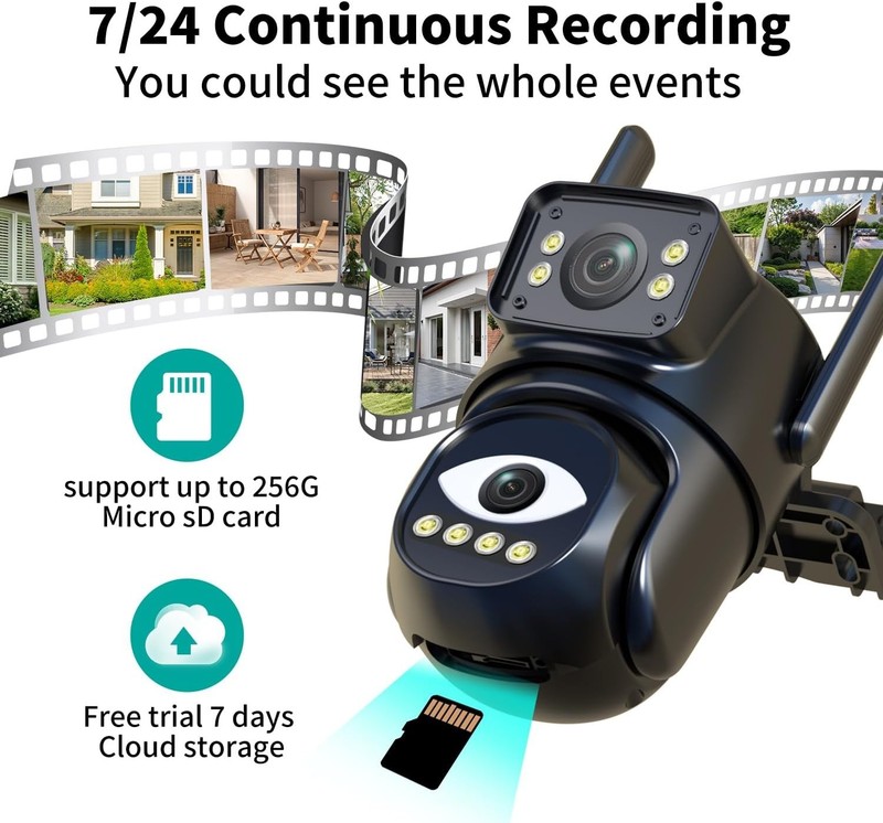 Weatherproof 2K Security Camera with Continuous Recording & Smartphone Control gallery