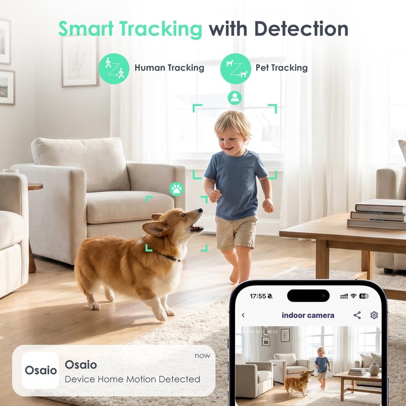 2K 360° Indoor Security Camera - Wi-Fi Baby & Pet Monitor, Motion Tracking, Nigh gallery