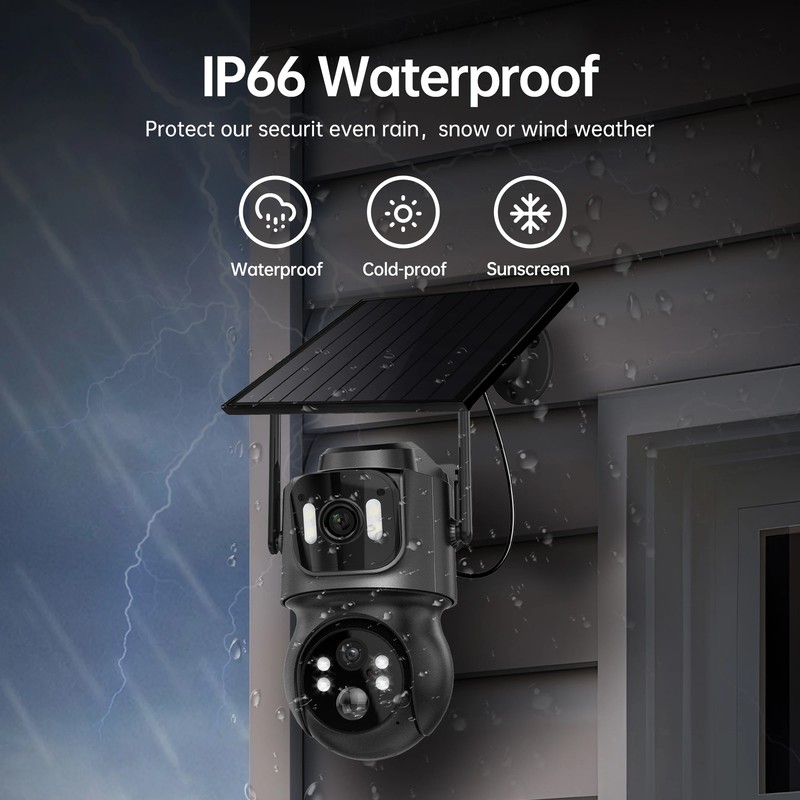 8MP Wireless Solar Cameras Dual Lens WiFi PTZ Outdoor Built-in Battery Monitors gallery