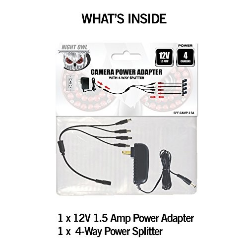 Night Owl Security Camera Power Adapter with 4-Way Splitter black gallery