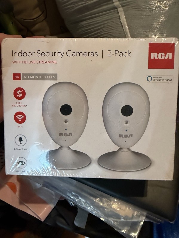 RCA 2-Pack Indoor Wi-Fi IP Security Cameras 720p HD Night Vision Alexa 2-Way