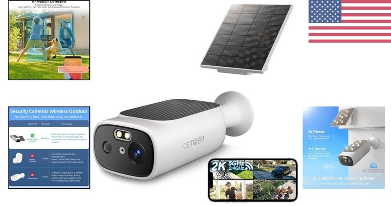 2K Solar Outdoor Security Camera with AI Motion Detection & Color Night Vision gallery