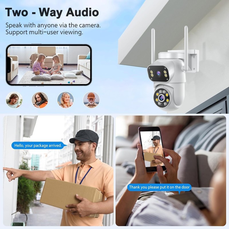 Wireless Dual Lens Surveillance Security Camera Outdoor Indoor, 2.4GHz WiFi P... gallery