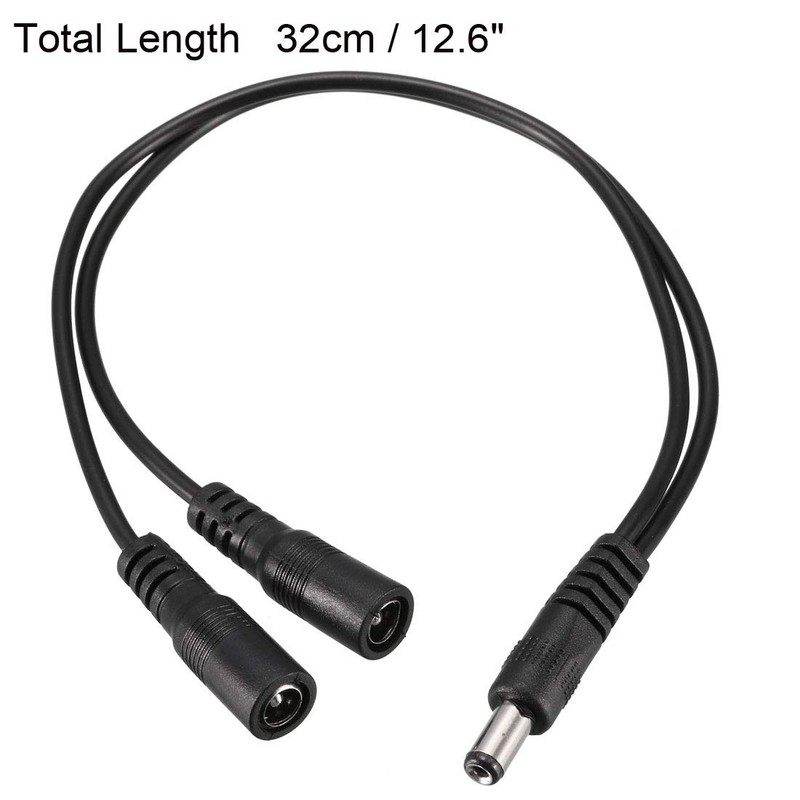 uxcell 1 Male to 2 Female 5.5mm x 2.1mm 32cm DC Power Splitter Cable Black gallery