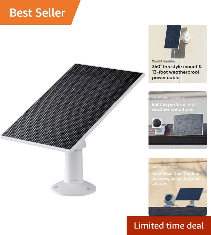 High Efficiency Solar Panel – Weatherproof Power for Cam Outdoor & Battery Pro