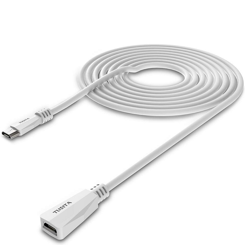 TUSITA Micro USB Power Extension Cable (20ft MICRO-USB Extension, 20ft-White