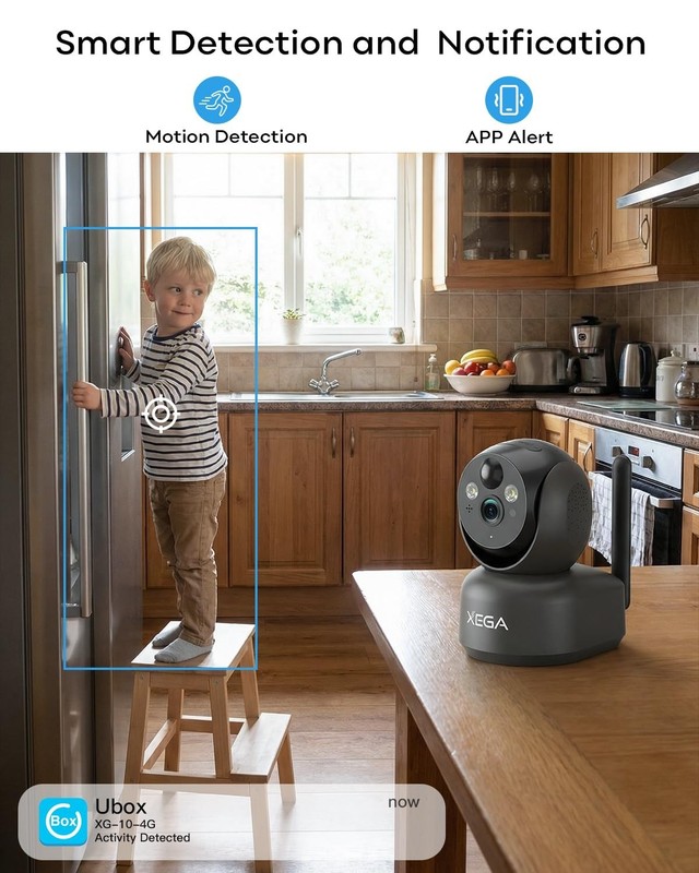 4G Wireless Indoor Security Camera, 2K PTZ, No WiFi, Battery-Powered, Motion Det gallery