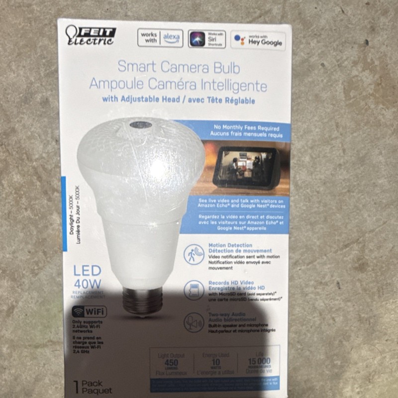 Feit Electric Smart Camera Bulb Wi-Fi 1080p HD Night Vision Alexa Google Audio gallery