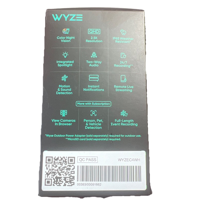 Wyze - Cam V4 2.5k QHD WiFi, Indoor/Outdoor, Wired Security Camera with Color C4 gallery