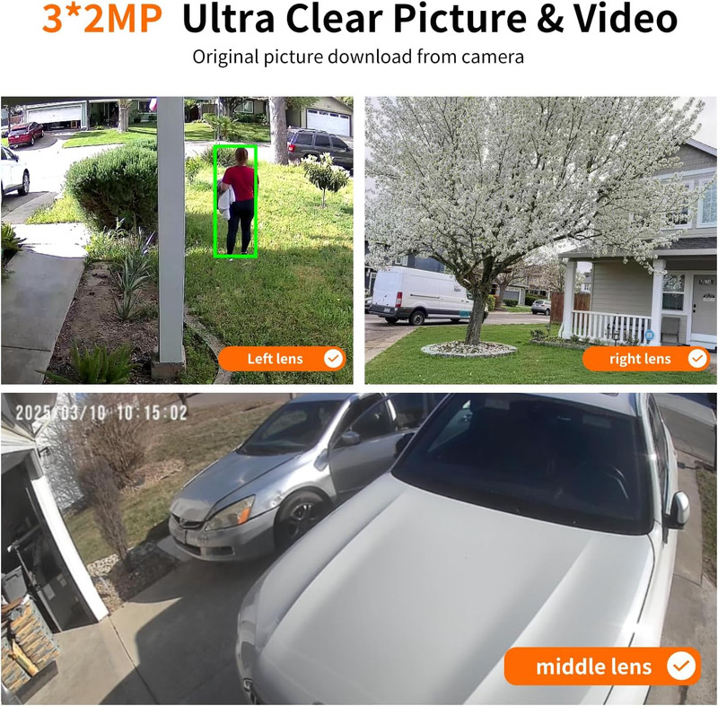 Triple Lens Outdoor Wireless Security Camera, Outdoor Cameras for Home Security, gallery