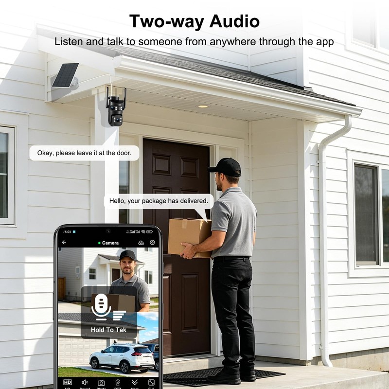 Latuwuz 8MP 6K Triple Lens Solar Security Camera Outdoor, 5GHz/2.4GHz WiFi Wi... gallery