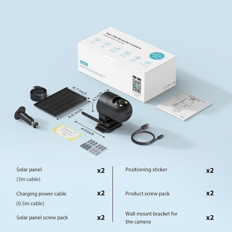 Easy Install Solar Security Cameras 2-Pack - 2K Resolution & 360° Viewing Angle gallery