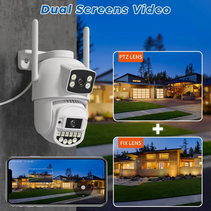 10MP PTZ Wifi IP Camera Dual Lens AI Human Detect ONVIF Surveillance CCTV Camera gallery