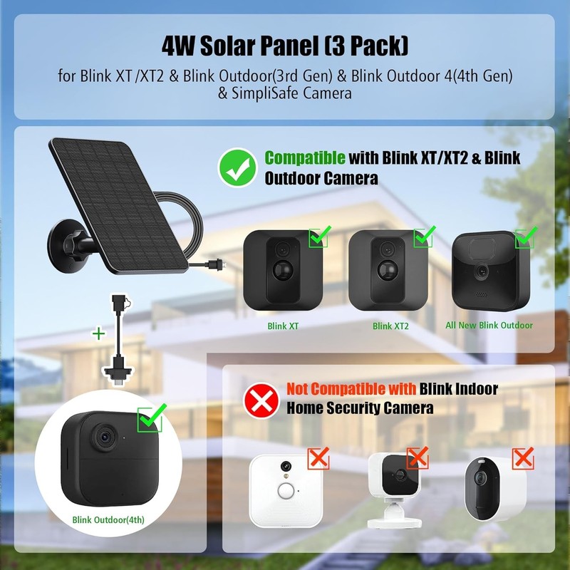 3 Pack Solar Panel Blink Outdoor(3rd Gen XT3/Blink Outdoor 4(4th Gen & Blink gallery