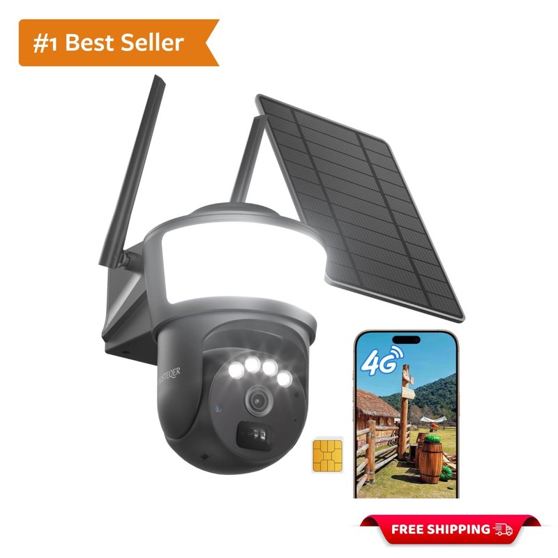 4G LTE Cellular Solar Security Camera Wireless Outdoor, Free Cloud Storage, N…