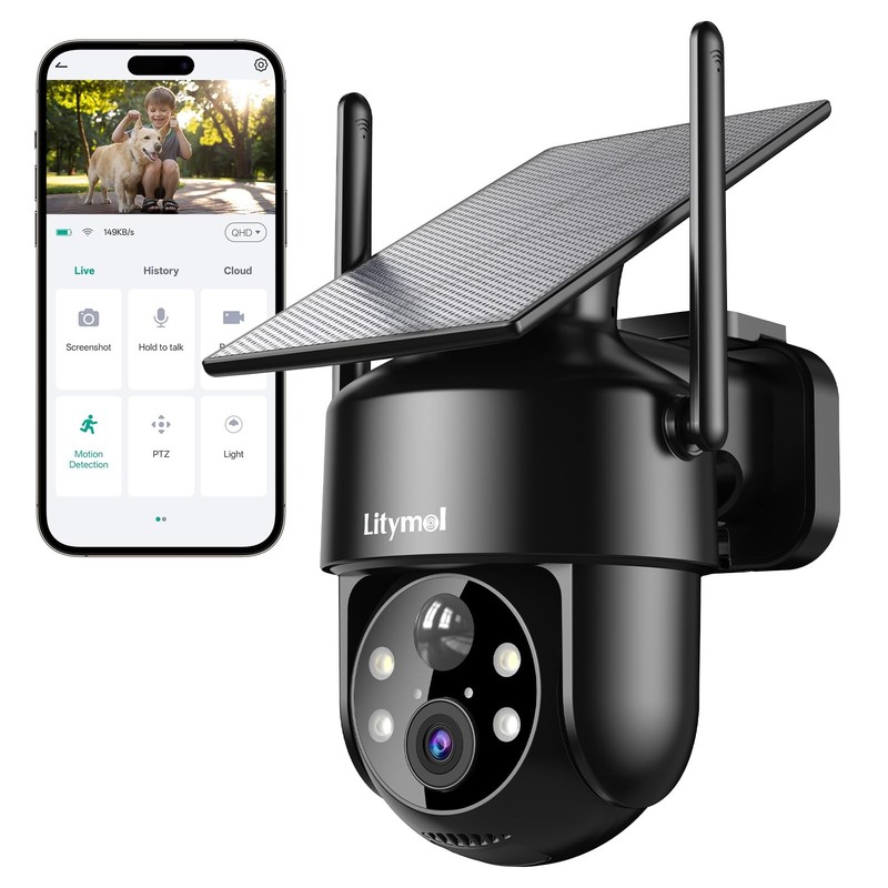 2K 2.4g WiFi Security Cameras Wireless Outdoor, 360° View Solar Cameras for H…