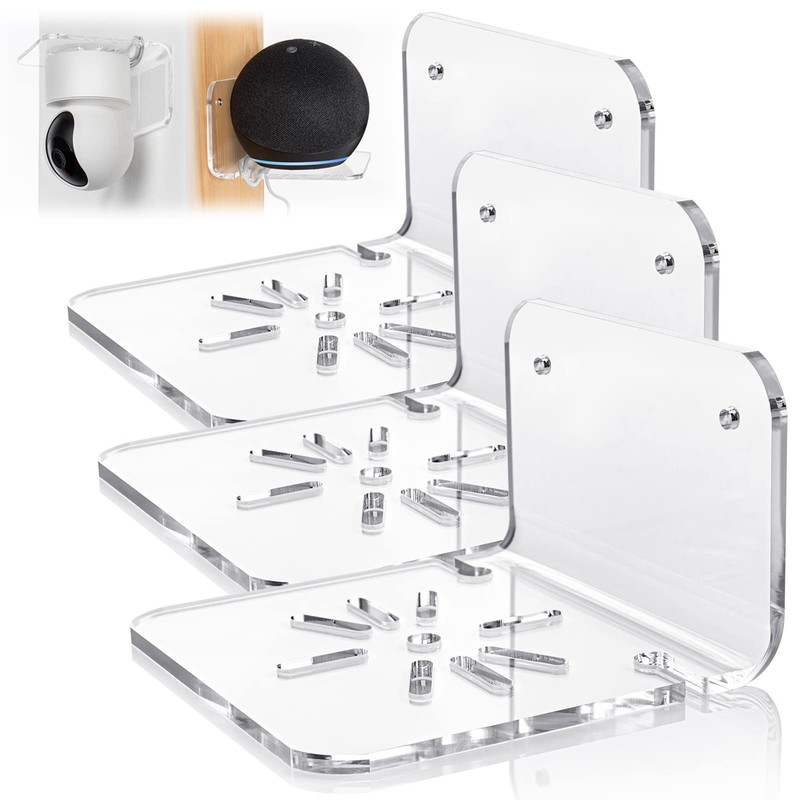 SIPRDE Acrylic Small Wall Shelf Set of 3 for Security Cameras, Speakers, Baby…