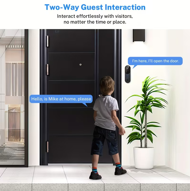 2pcs Smart Video Doorbells with AI Human Detection, Color Night Vision gallery