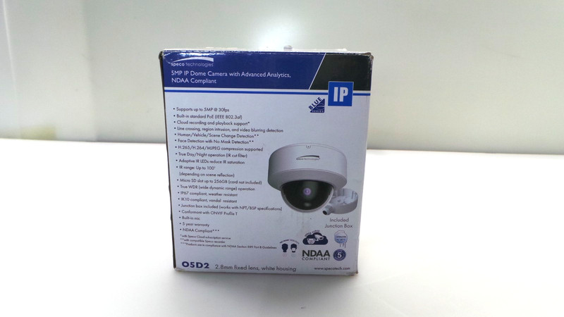 05D2 Speco Technologies 5MP IP Dome Camera - Advanced Analytics, NDAA - Open Box gallery