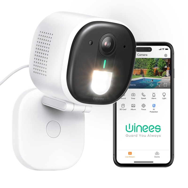 Security Cameras Outdoor, Wired 2K Wi-Fi Cameras for Home Security, 2.4G Indo…