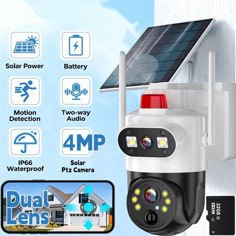 Solar Security Camera Wireless Outdoor WiFi Night Vision PIR Sensor Surveillance