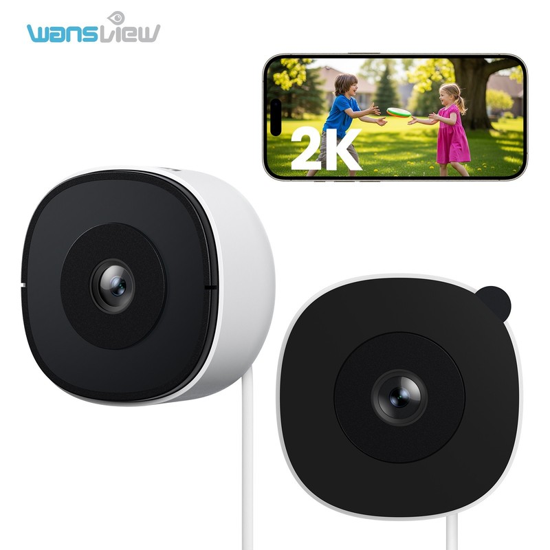 2Pack Wansview 2K Window Camera 2.4G WIFI Indoor Home Camera Color Night Vision