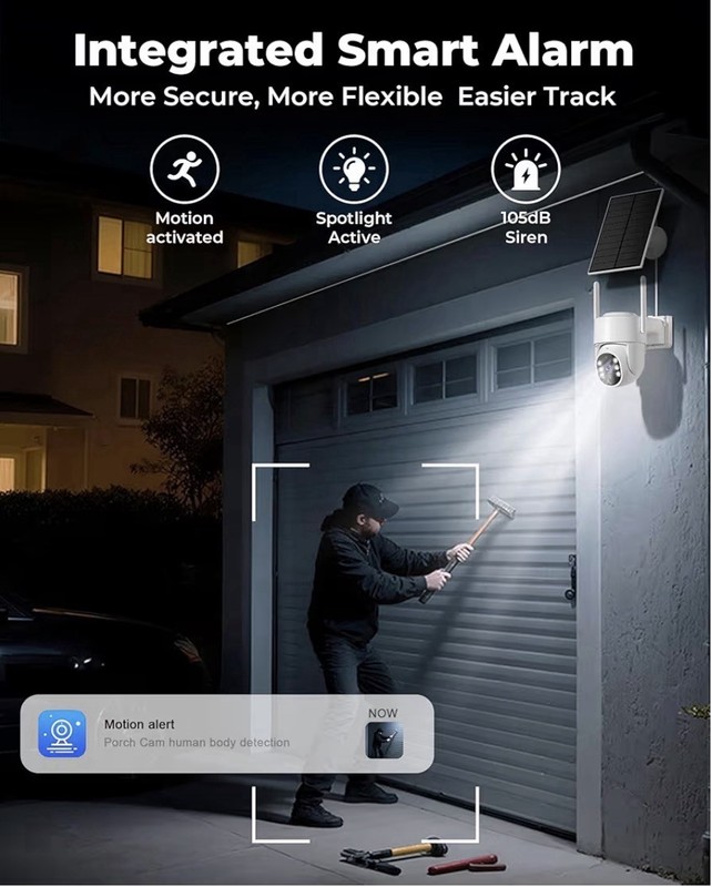 Wireless Outdoor Security Camera System Solar 4MP PTZ WiFi 2-Cam Kit gallery