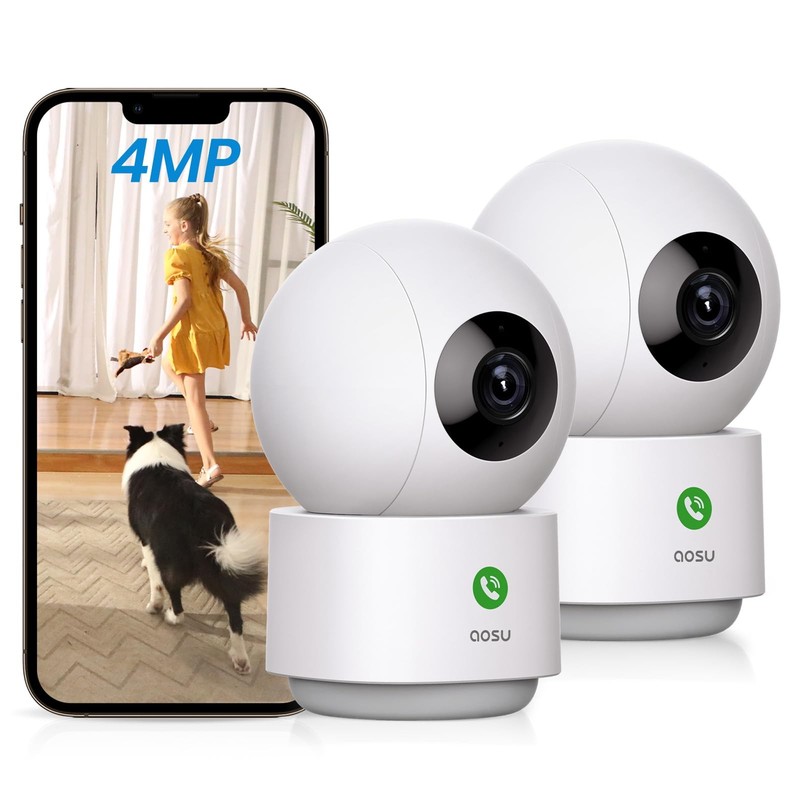 4MP Security Camera Indoor, 2.5K Baby Monitor Pet Camera 360° for Home Securi…