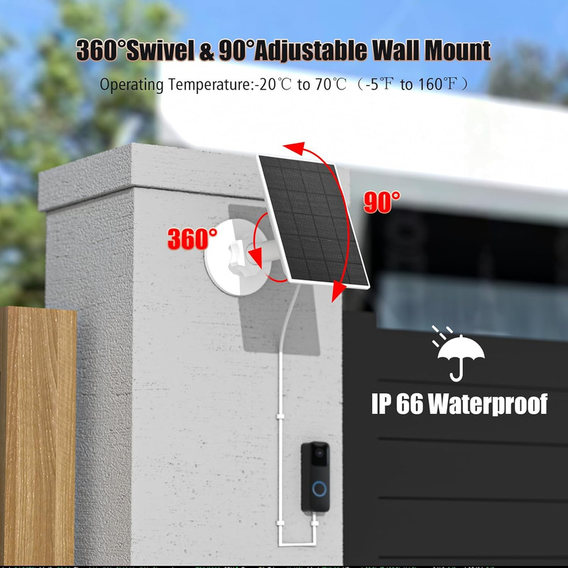 2W Solar Panel Compatible with Blink Outdoor 4 Camera & Video Doorbell Camera, U gallery