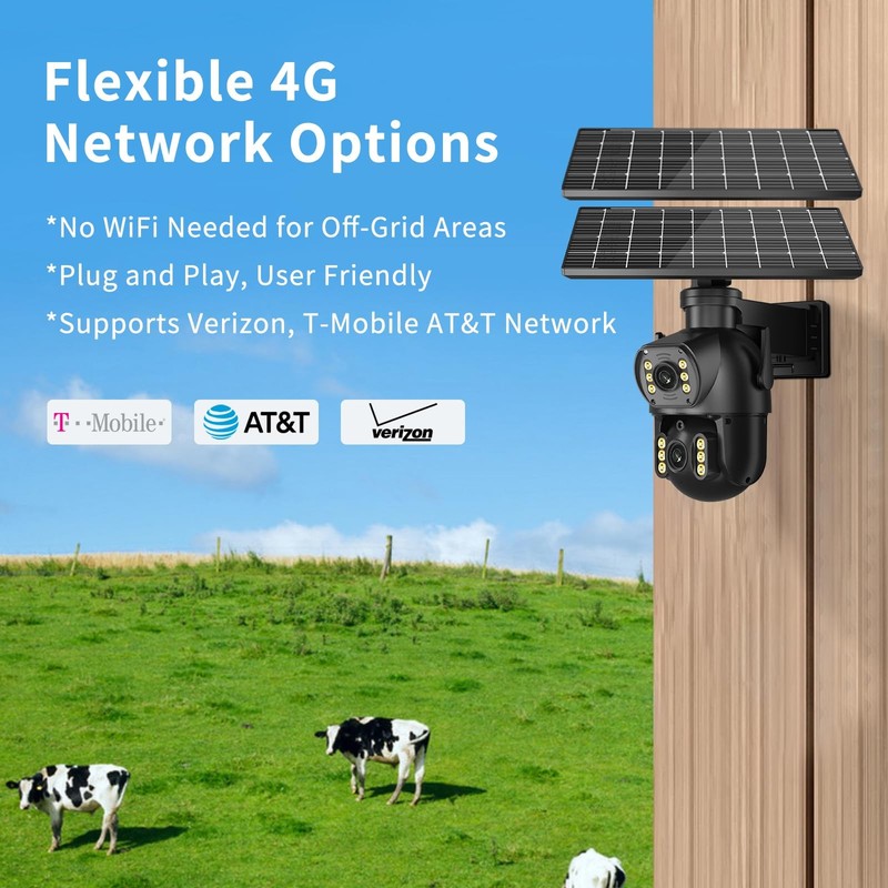 Neye 4G LTE Solar Security Camera 4K with Dual Lens Color Night Vision, Rotat... gallery