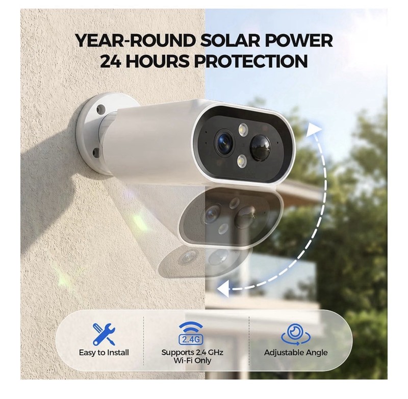 Alkivision Solar Security Cameras Wireless Outdoor - 2K Night Color Vision Camer gallery