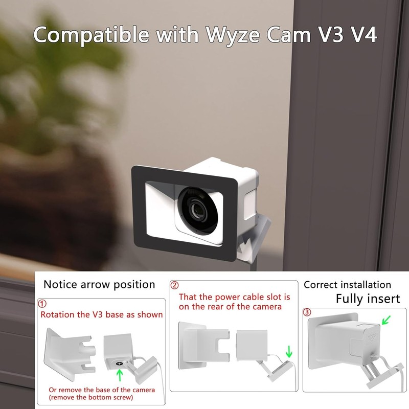 Water-Resistant Angled Window Mount for Wyze Cam V4 & V3 - Sleek White Design gallery