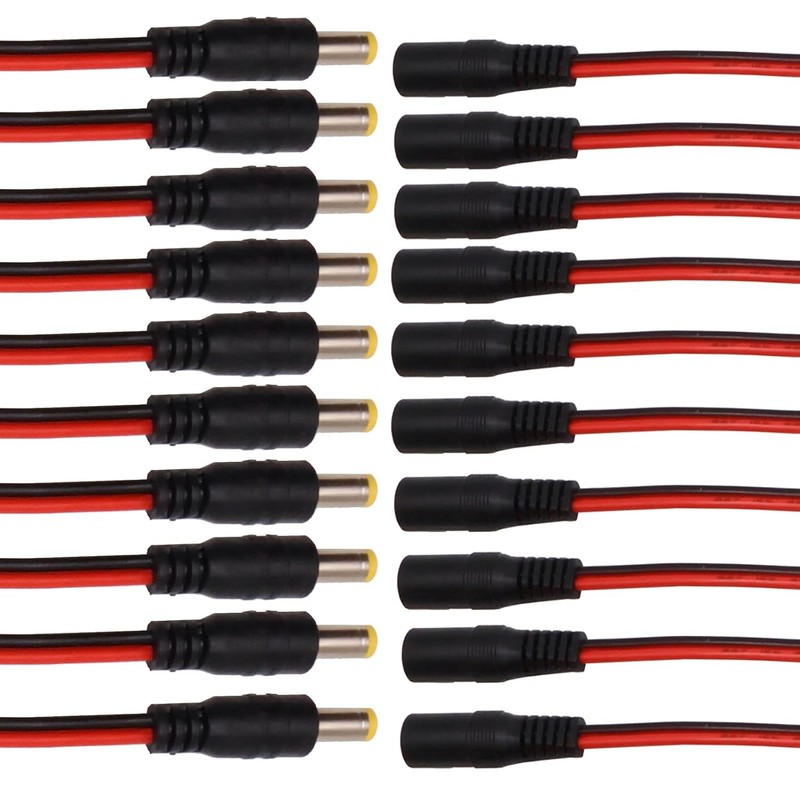 10Pairs DC Power Cable 12V 5A Plugs Male and Female Jack Barrel 10pairs