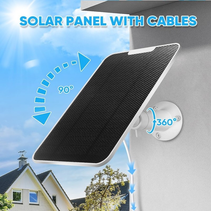 4W Solar Panel for SimpliSafe Outdoor Security Camera, IP66 Weatherproof White gallery