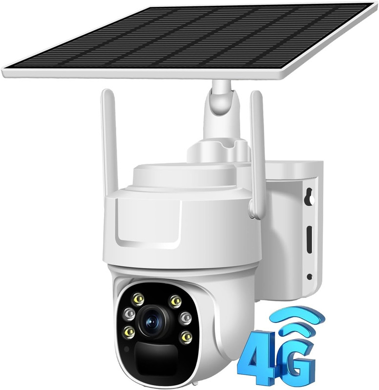 4G LTE Cellular Security Camera, Wireless Solar Powered No Wifi Needed Outdoor C