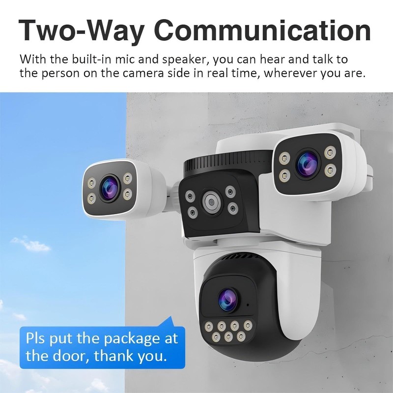 Triple Lens WiFi PTZ Security Camera, Three Cameras in One, Side Cameras with... gallery