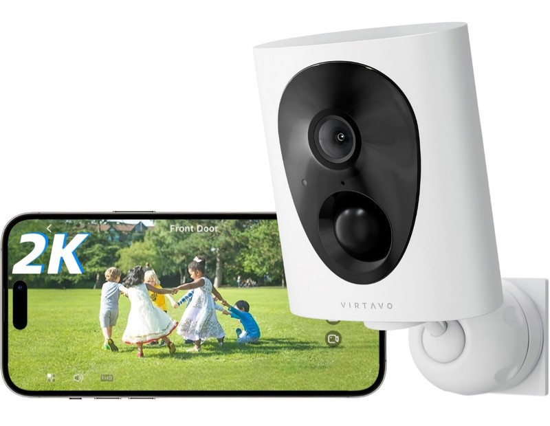 VIRTAVO VistaFlask 2K Security Cameras Wireless Outdoor, Battery Powered, Motion