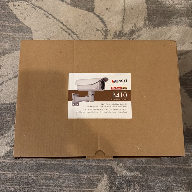 ACTi B410 10 Megapixel Day/Night Outdoor IR Bullet Camera, 6.3-63mm Lens