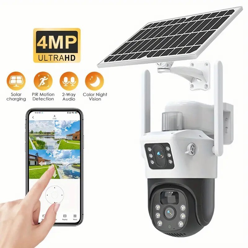 Color Wifi Solar Power Security Camera 8MP 8MP CCTV HD Waterproof Outdoor Cam gallery