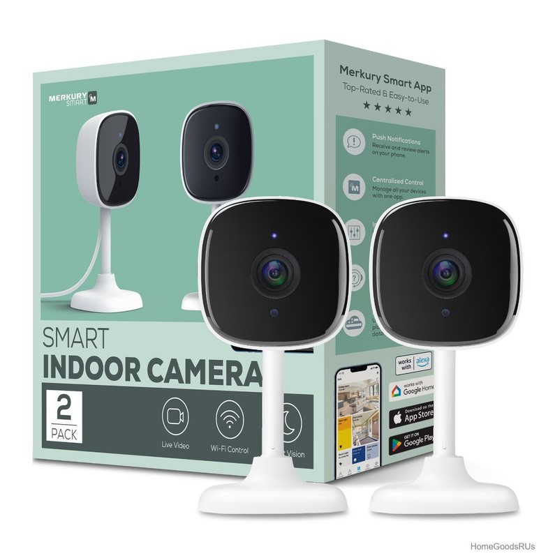 Indoor Security Camera 2 Pack 1080p Wi-Fi Night Vision Two-Way Audio Motion