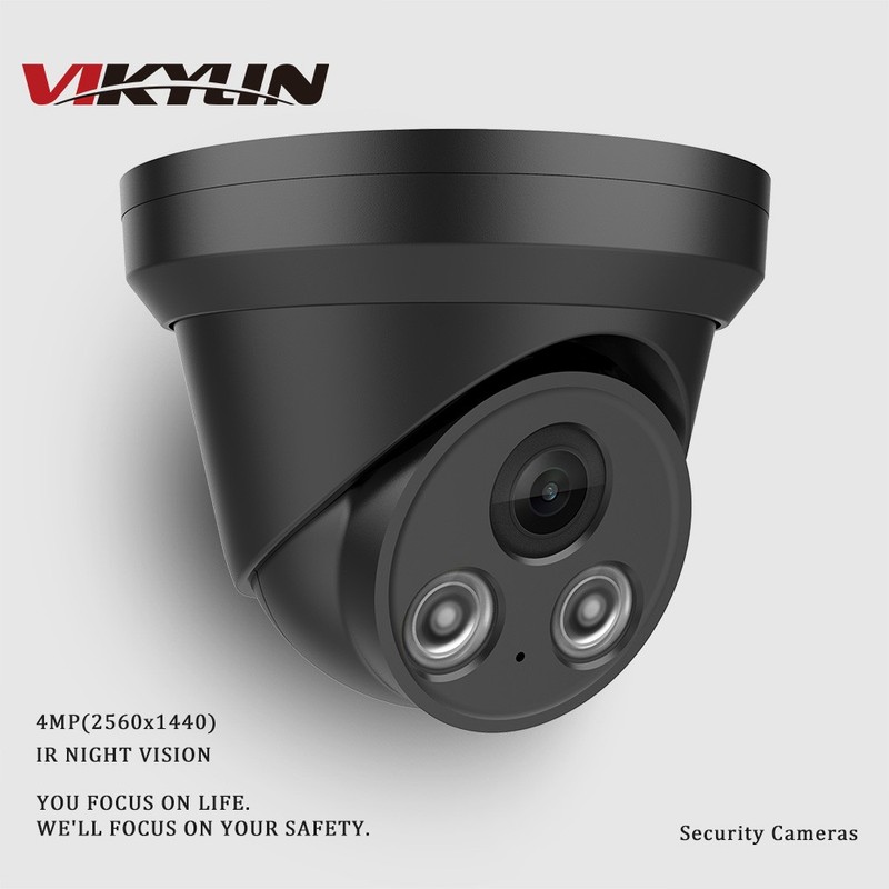 VIKYLIN 4MP IR Night Vision Security IP Camera Home Outdoor Built-in MIC WDR POE