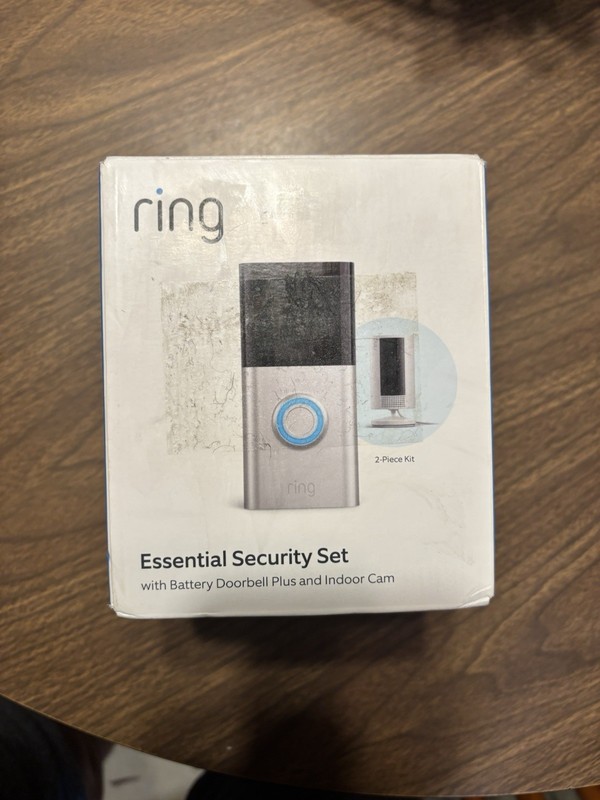 2pc Ring Essential Security Set with Battery Doorbell Plus and Indoor Camera